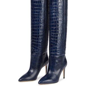 Paris Texas Croco Effect Stileto Knee High Boots